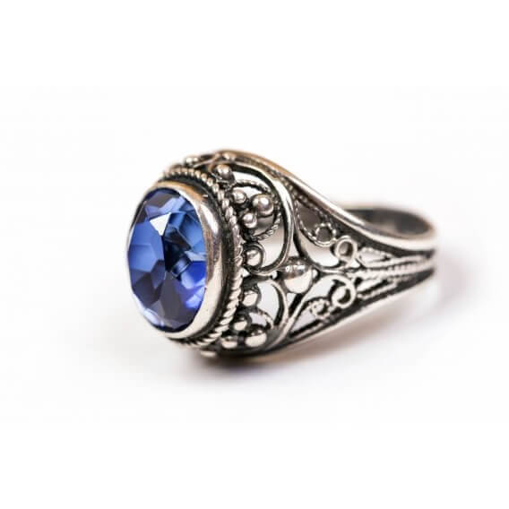 טבעת לגבר מעוצבת עם אבן חן כחולה 6.55 קראט - רייל